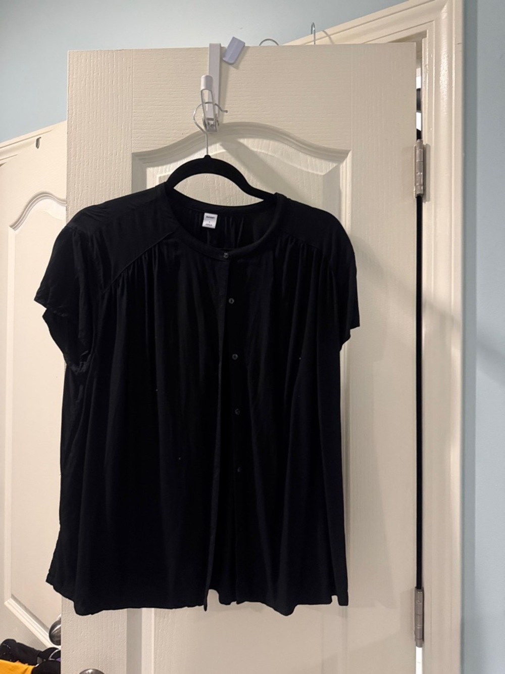 Old Navy Black Round-Neck Button Top
